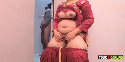 Indian step-mother with enormous ass craves stepson's dick while stepson jerks