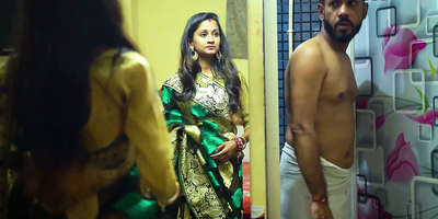 Desi Step Mom Pummels Wifey with Rock-hard Cock while Observing FestVal