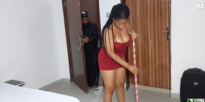 Krissyjoh gets her tight pussy drilled by Aboki's massive cock while cleaning