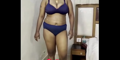 Crazy Indian Aunty with fat fun bags tempts and gargles on her massive orbs